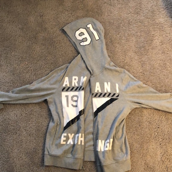 Armani exchange zip up all grey with black and white details - Picture 2 of 2